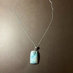 Beautiful Larimar Necklace.925 Sterling Silver ( From The Dominican Republic)